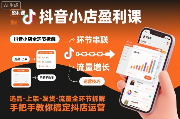 抖音小店盈利课-选品-上架-发货-流量全环节拆解，手把手教你搞定抖店运营-泡芙局网创