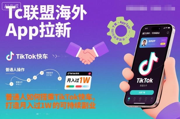 Tc联盟海外App拉新：普通人如何搭乘TikTok快车，打造月入过1W的可持续副业-泡芙局网创