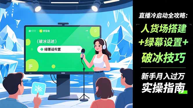 直播冷启动全攻略:人货场搭建+绿幕设置+破冰技巧，新手月入过万实操指南-泡芙局网创
