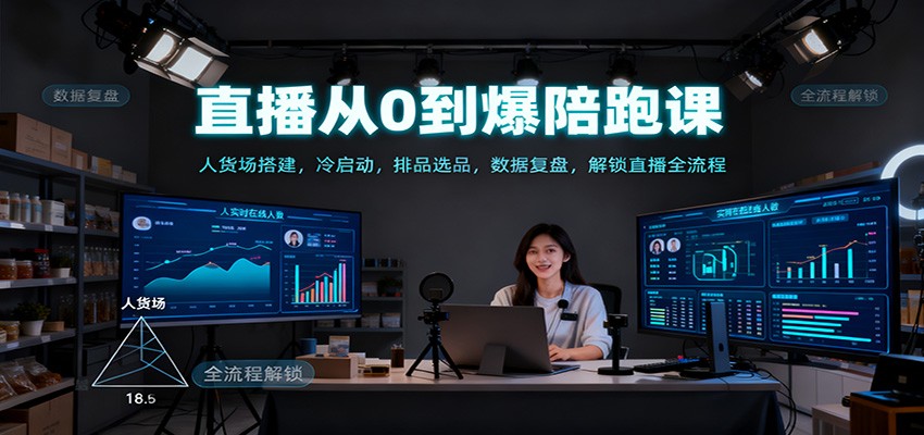 直播从0到爆陪跑课：人货场搭建，冷启动，排品选品，数据复盘，解锁直播全流程-泡芙局网创
