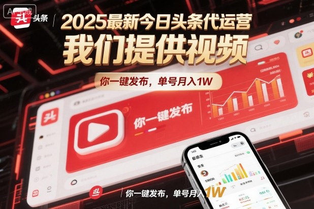 2025最新今日头条代运营，我们提供视频，你一键发布，单号月入1W【揭秘】-泡芙局网创
