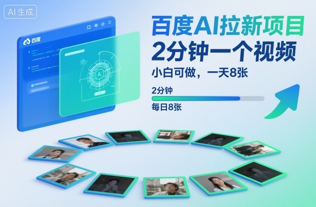 百度AI拉新项目，2分钟一个视频，小白可做，一天8张【附案例+保姆级教程】-泡芙局网创
