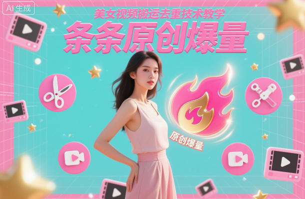 美女视频搬运去重技术教学，条条原创爆量-泡芙局网创