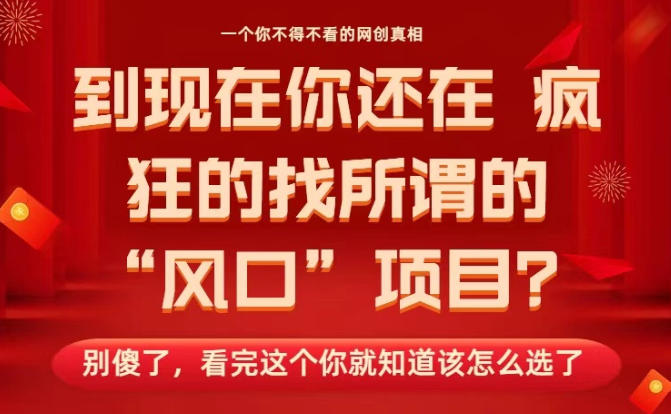 马上26年了，你还在找所谓的风口项目？别傻了，看完这个你全都懂了！【揭秘】-泡芙局网创