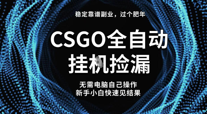 【稳定副业】全球最热门游戏CSGO全自动捡漏,最新玩法,新手小白日入5张+【揭秘】-泡芙局网创