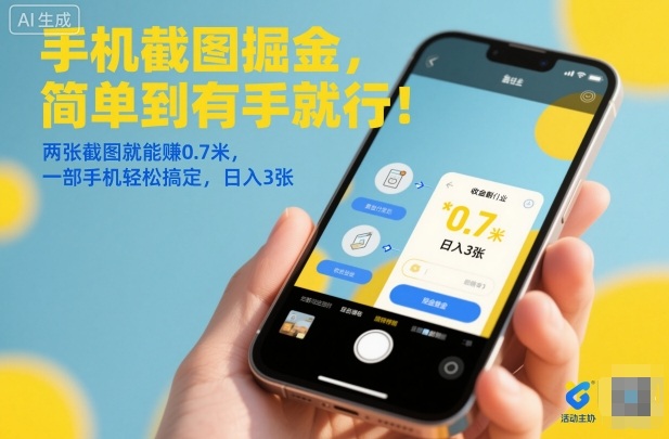 手机截图掘金,简单到有手就行!两张截图就能賺0.7米,一部手机轻松搞定,日入3张【揭秘】-泡芙局网创