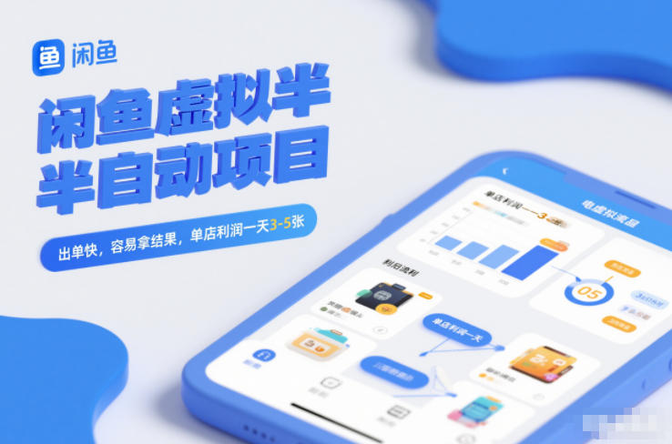 闲鱼虚拟半自动项目，出单快，容易拿结果，单店利润一天3-5张-泡芙局网创